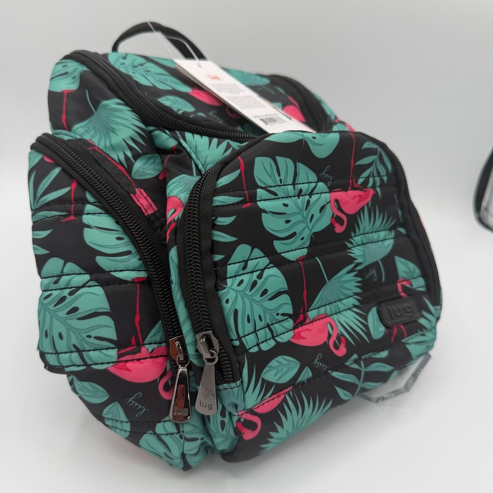 RETIRED HTF Lug Caddy Hanging Toiletry Bag Flamingo Black Travel Case NWT